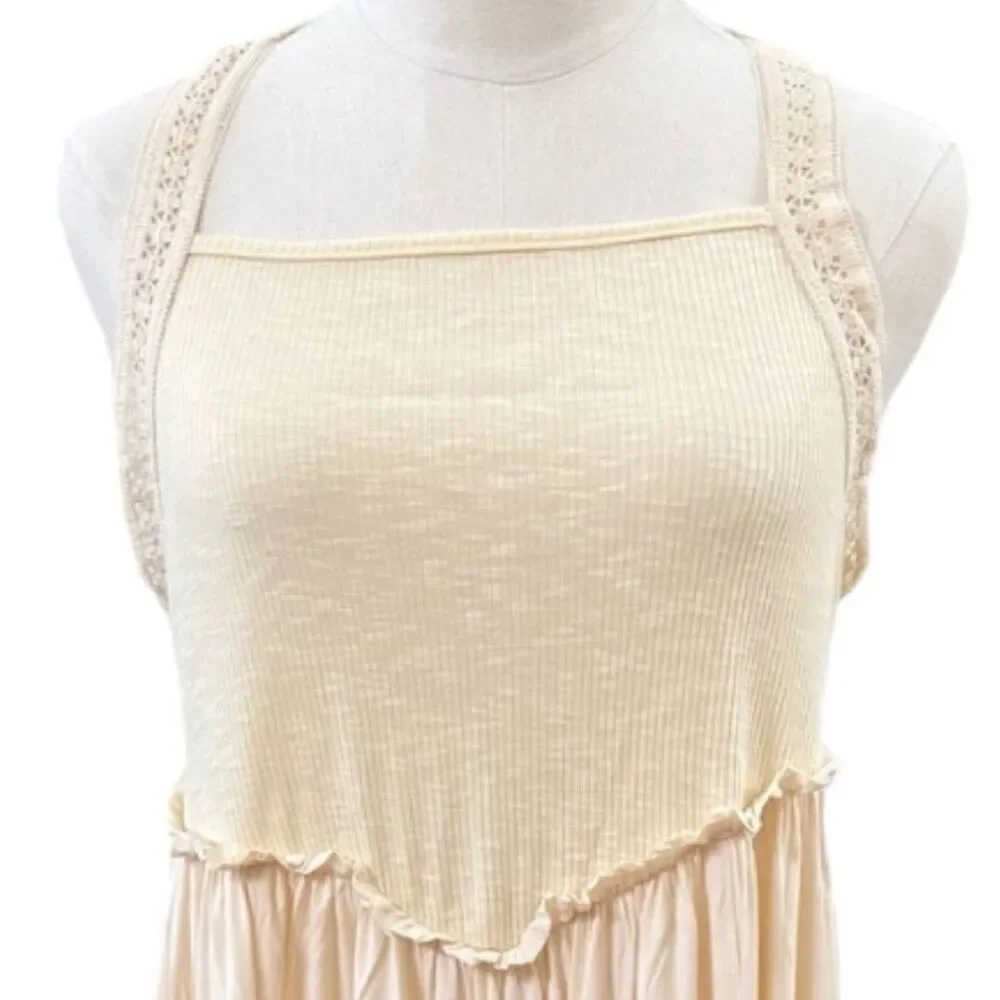 POL Beige Maxi Dress Cami Square Neck Side Slit Boho Beach Vacation NWT - Picture 8 of 8